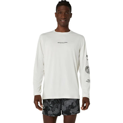 Asics Herrenlaufshirt Fujitrail Logo LS Top, Cream