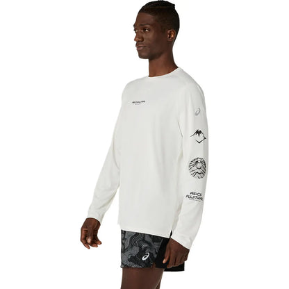 Asics Herrenlaufshirt Fujitrail Logo LS Top, Cream