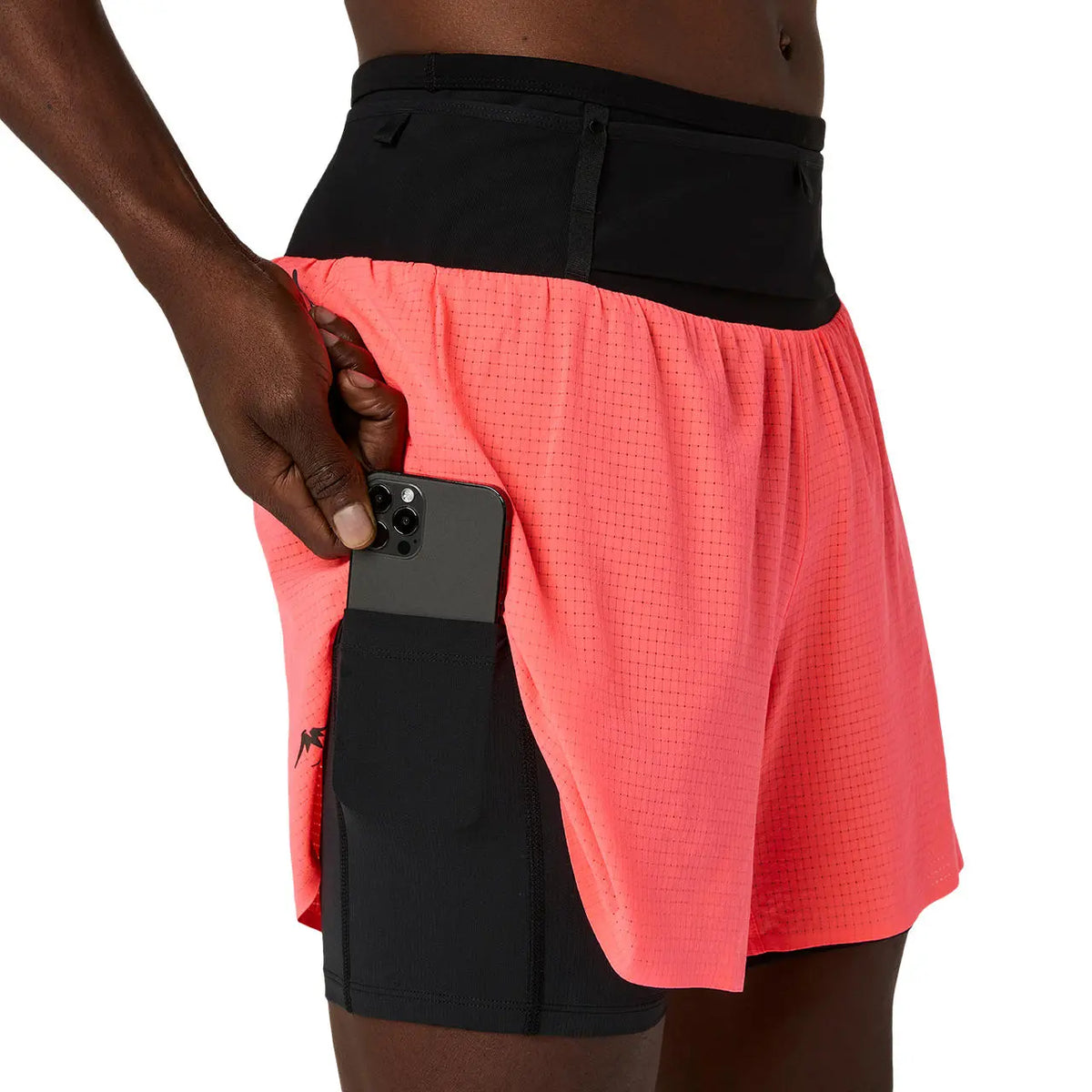 Asics Herrenlaufshort Fujitrail Elite Short, Blazing Coral