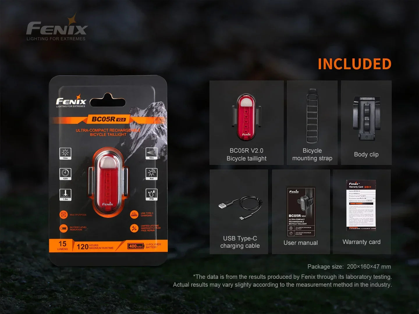 Fenix BC05R V2.0 Rücklicht für Pendler & Outdoor-Fans, 15 Lumen – Bild 