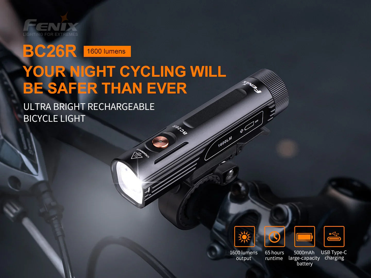 Fenix BC26R wiederaufladbares Fahrradlicht, 1600 Lumen – Bild 