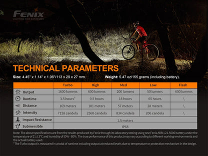 Fenix BC26R wiederaufladbares Fahrradlicht, 1600 Lumen