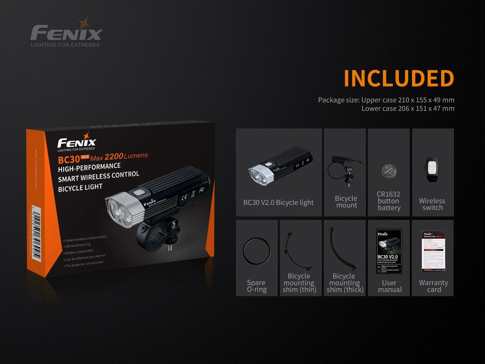 Fenix BC30 V2.0 starkes Profi Fahrradlicht, 2200 Lumen – Bild 