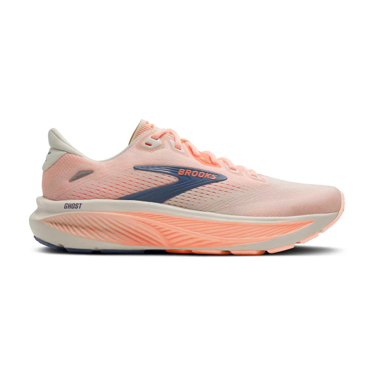 Brooks Damenlaufschuhe Ghost 18, Star White/Cyber Peach/Grey
