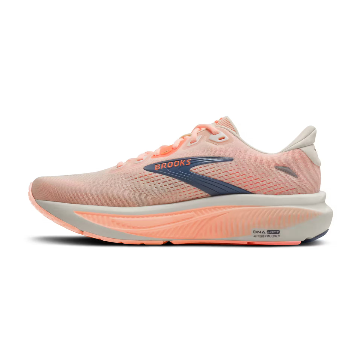 Brooks Damenlaufschuhe Ghost 18, Star White/Cyber Peach/Grey – Bild 