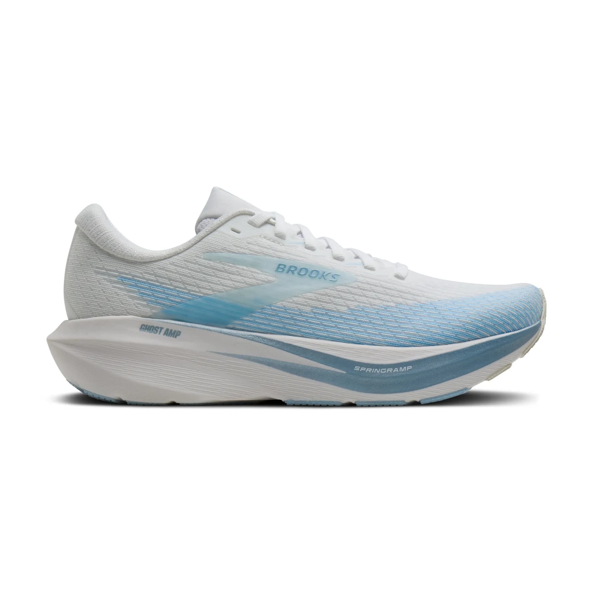 Brooks Damenlaufschuhe Ghost AMP, White/Blue/Metallic – Bild 