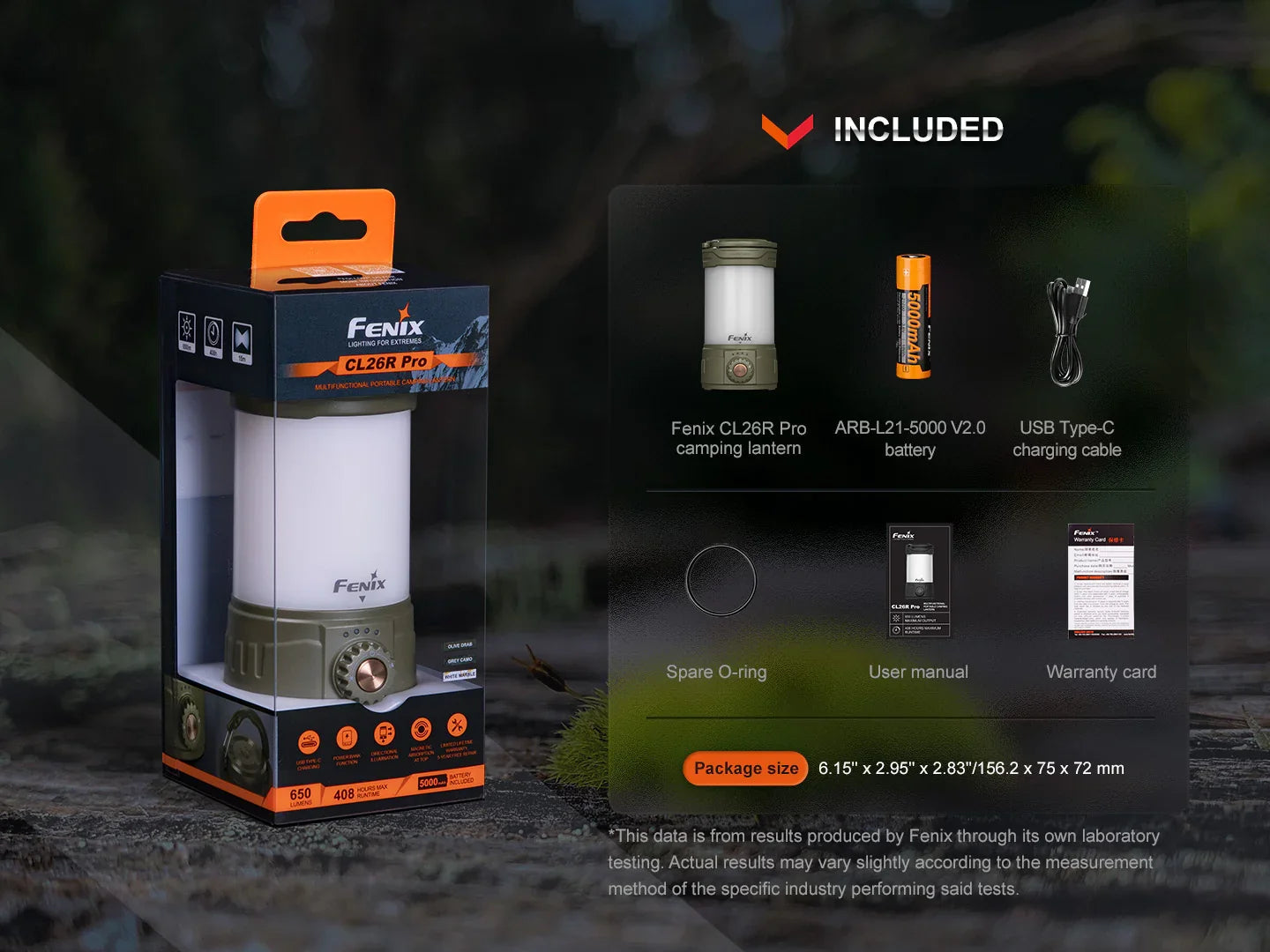Fenix CL26R Pro multifunktionale, tragbare Campinglaterne, 650 Lumen