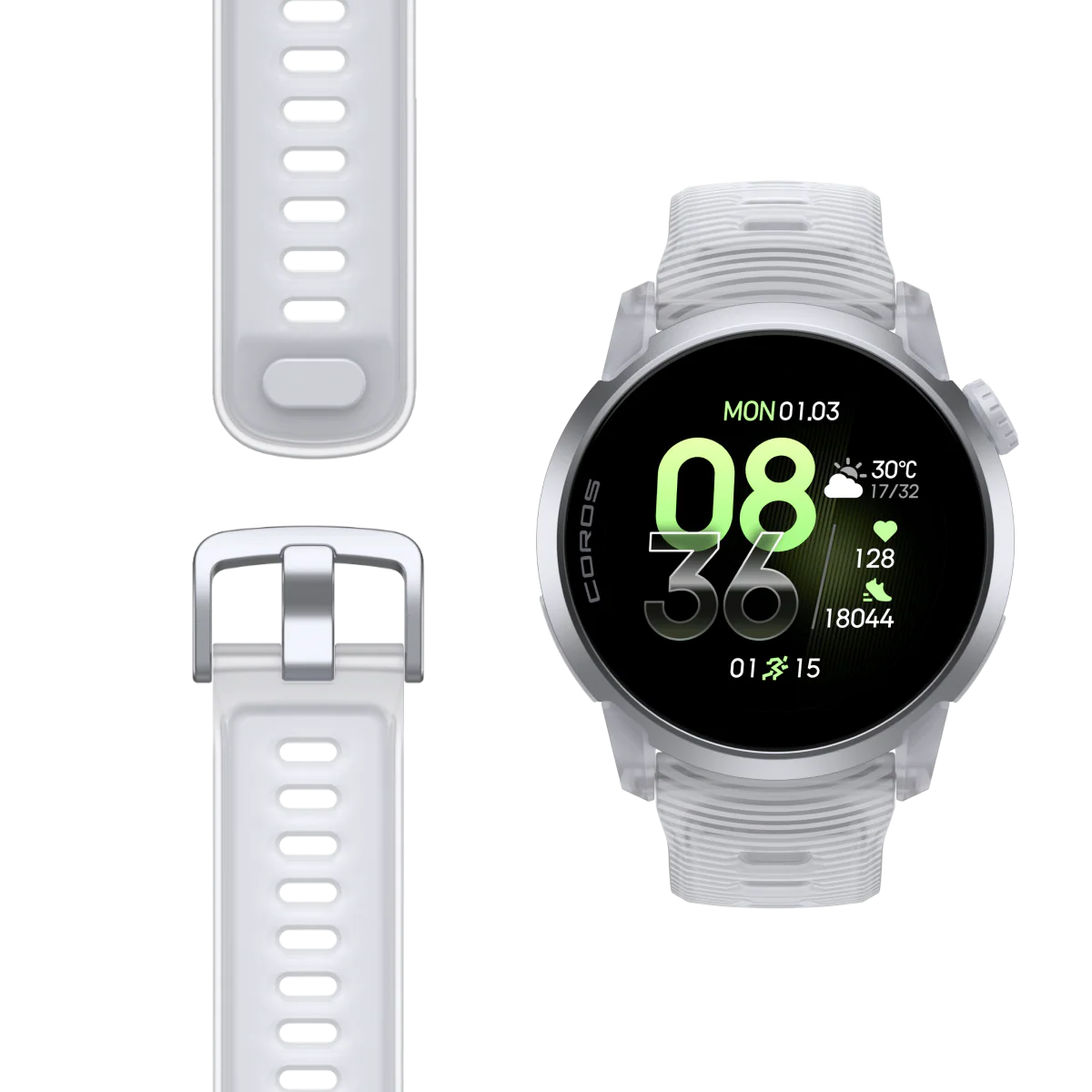 Coros Sportuhr Pace 4, Silikonarmband, Cloud White