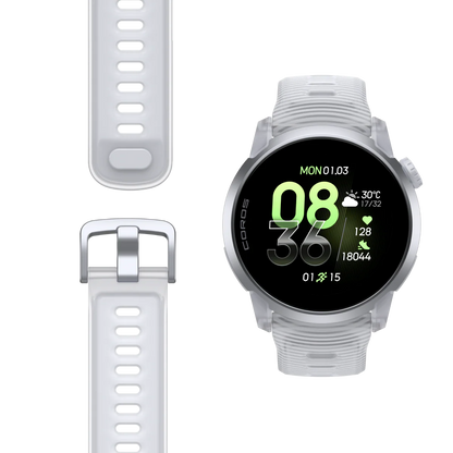 Coros Sportuhr Pace 4, Silikonarmband, Cloud White