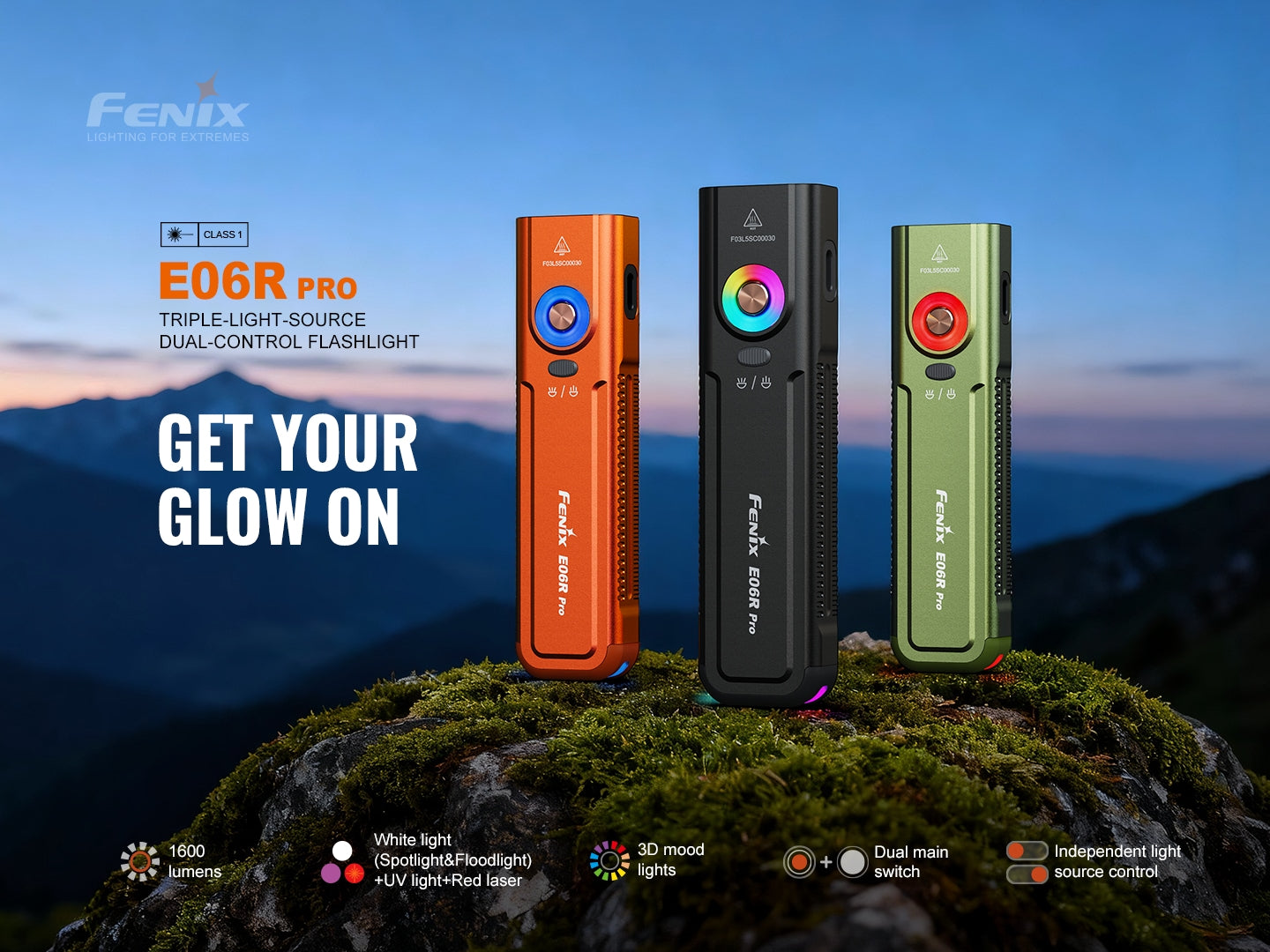 Fenix E06R Pro drei Lichtquellen, UV-Licht und Laserpointer, 1600 Lumen – Bild 