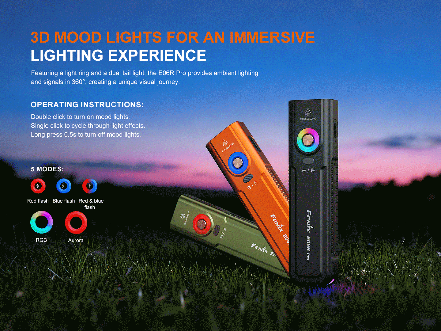 Fenix E06R Pro drei Lichtquellen, UV-Licht und Laserpointer, 1600 Lumen