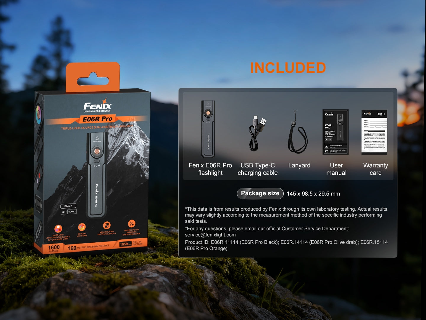 Fenix E06R Pro drei Lichtquellen, UV-Licht und Laserpointer, 1600 Lumen – Bild 