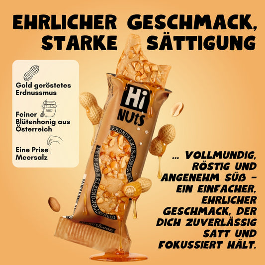 HiNUtS Lieblingspaket Erdnuss (12 Stück), Energie-Riegelpaket mit geröstetem Erdnussmus und Honig – Default Title