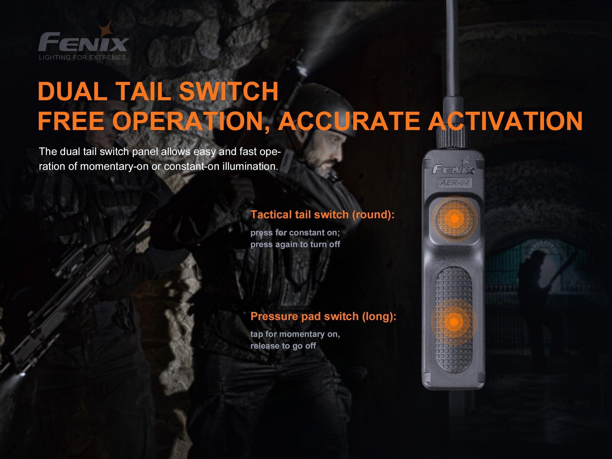 Fenix AER-04 – Taktischer Kabelschalter kompatibel für TK22 V2.0, TK22 UE, TK30, HT18 – Bild 