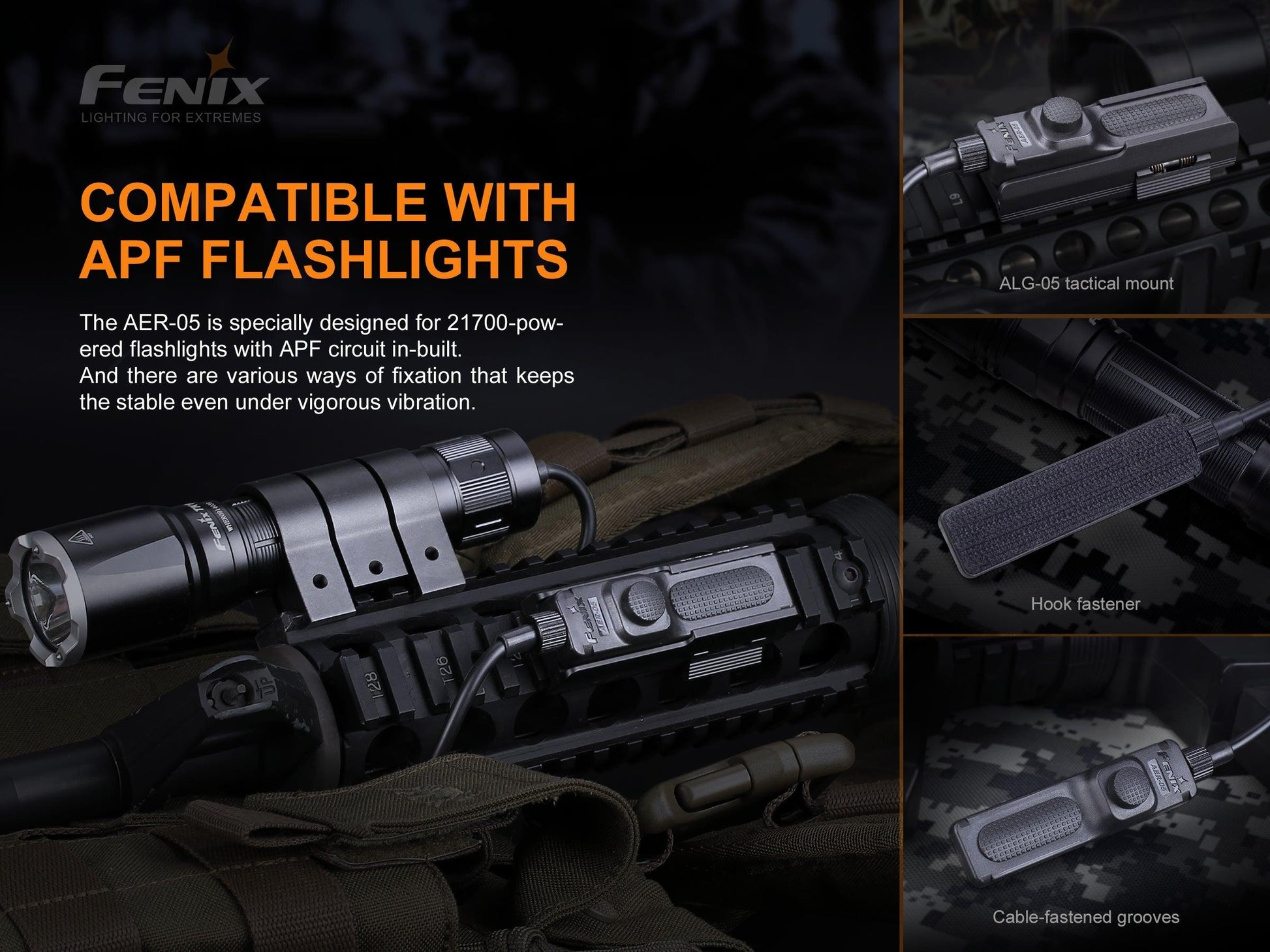 Fenix AER-05 – Taktischer Kabelschalter kompatibel für TK16 V2.0 und HT18R – Bild 