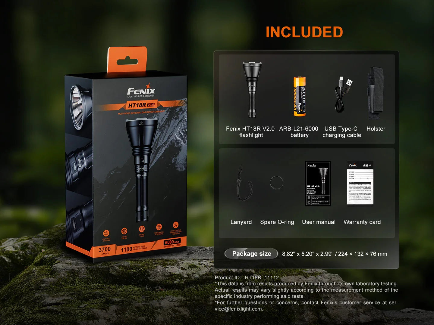 Fenix HT18R V2.0 Multimodus-Taschenlampe mit großer Reichweite, 3700 Lumen