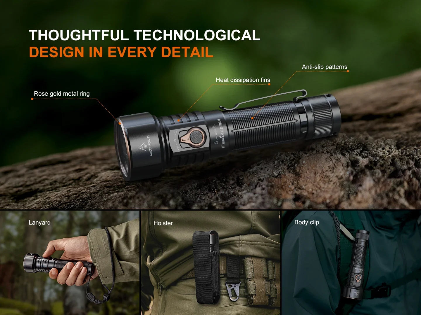 Fenix LD36R leistungsstarke Taschenlampe mit verschiedenen Lichtquellen, 3600 Lumen
