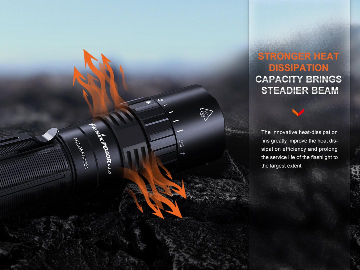 Fenix PD40R V3.0 Superhelle Taschenlampe mit mechanischem Drehschalter, 3000 Lumen – Bild 