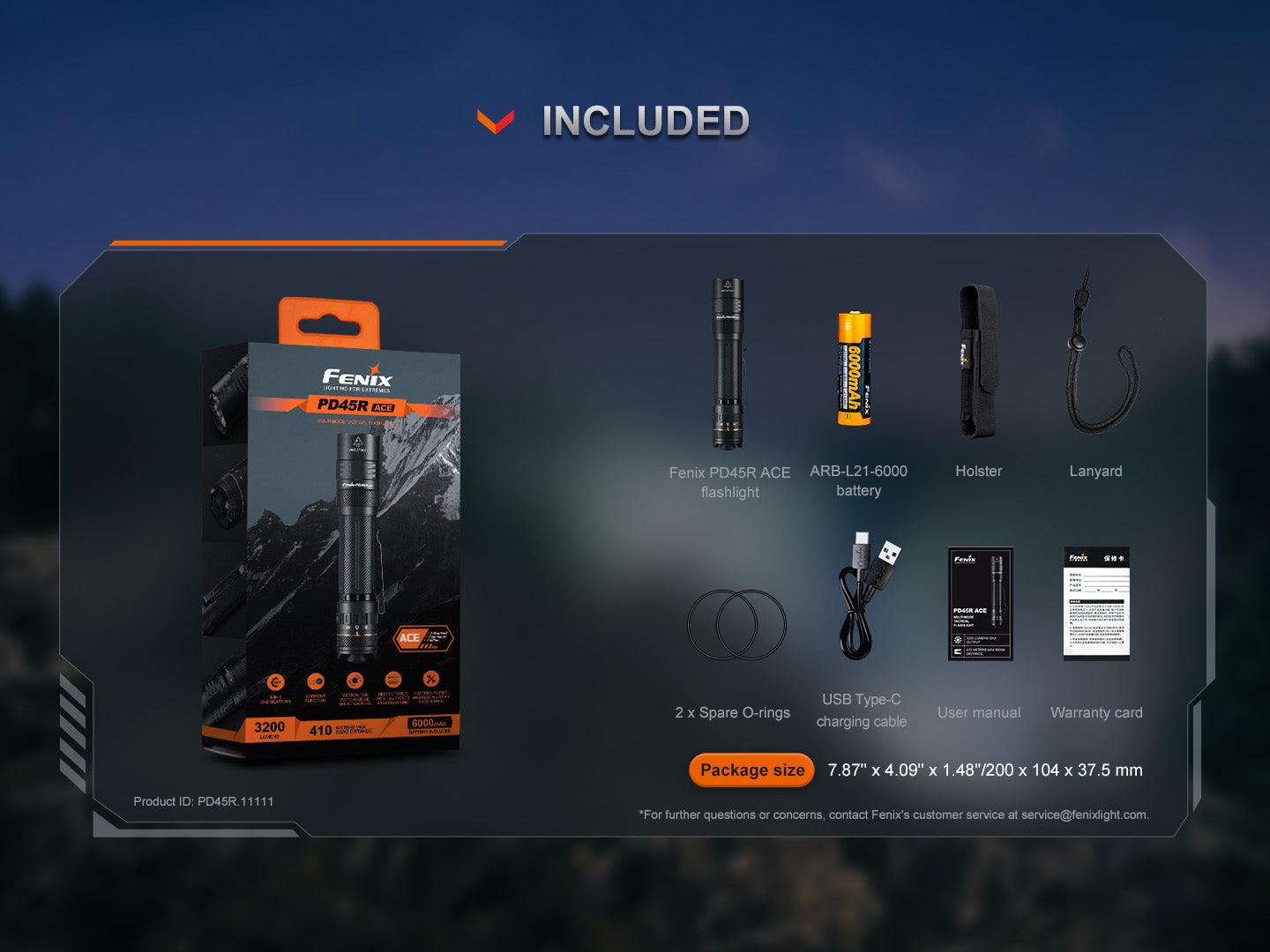 Fenix PD45R ACE Multi-Mode taktische Taschenlampe, 3200 Lumen