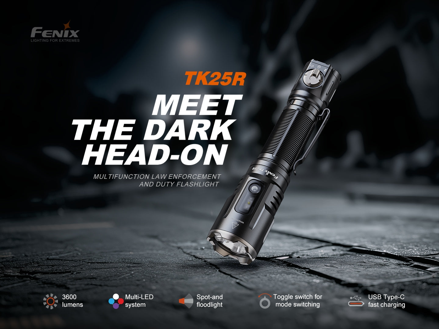 Fenix TK25R Multifunktionale Taschenlampe für Polizei und Dienst, 3600 Lumen