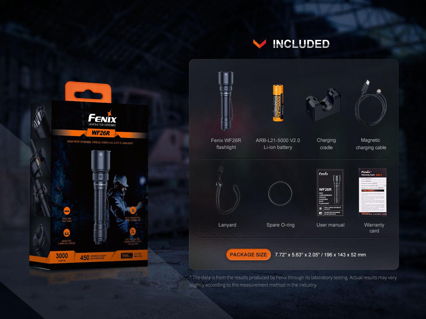 Fenix WF26R High-Performance Taschenlampe mit Ladehalterung, 3000 Lumen – Bild 