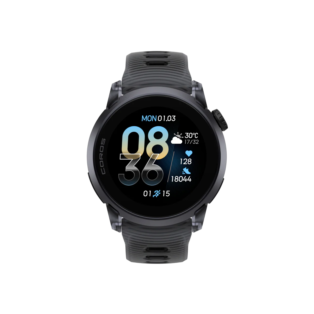 Coros Sportuhr Pace 4, Silikonarmband, black crystal