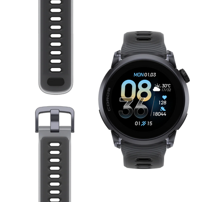Coros Sportuhr Pace 4, Silikonarmband, black crystal