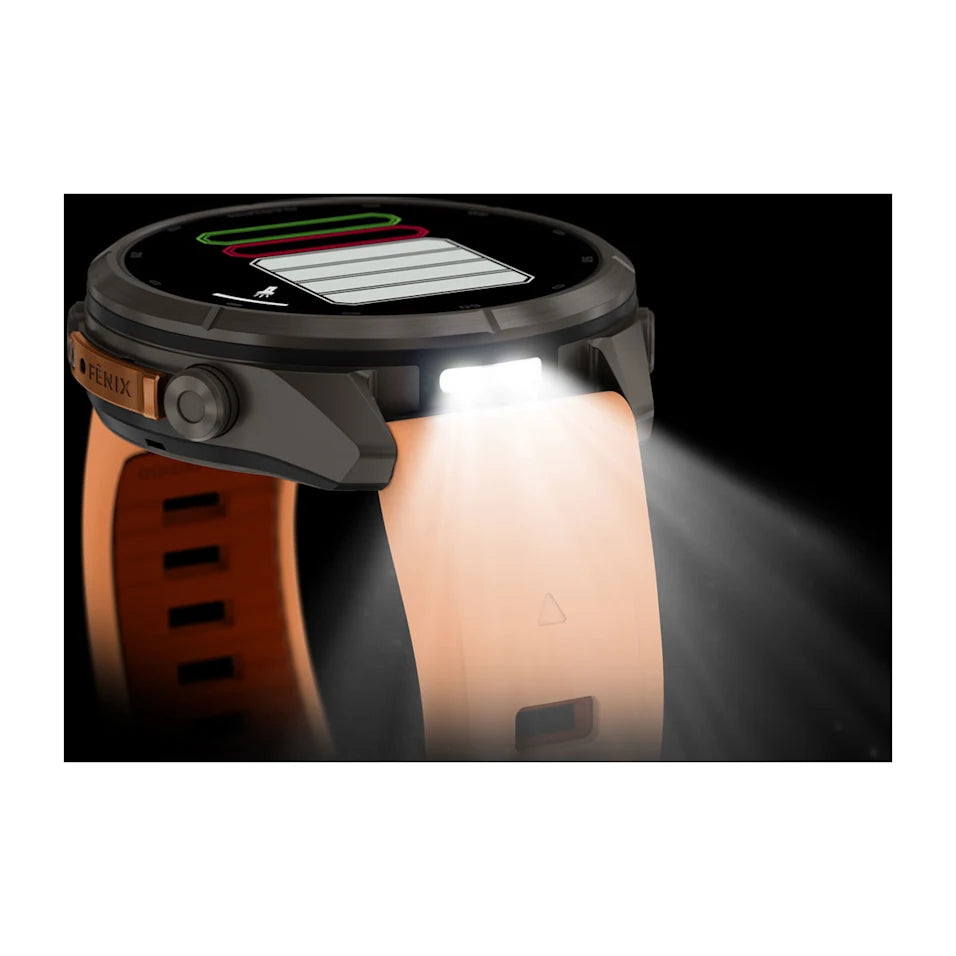 Garmin Fēnix® 9 Pro – inReach®, 43mm Titan mit Silikon-Armband Shell Pink/Autumn Orange