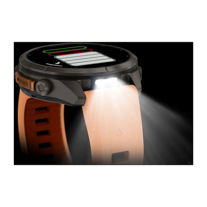 Garmin Fēnix® 9 Pro – inReach®, 43mm Titan mit Silikon-Armband Shell Pink/Autumn Orange