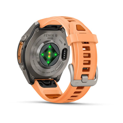 Garmin Fēnix® 9 Pro – inReach®, 43mm Titan mit Silikon-Armband Shell Pink/Autumn Orange