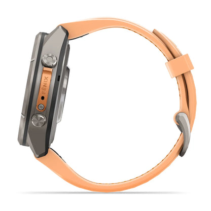 Garmin Fēnix® 9 Pro – inReach®, 43mm Titan mit Silikon-Armband Shell Pink/Autumn Orange