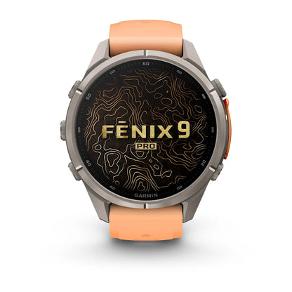 Garmin Fēnix® 9 Pro – inReach®, 43mm Titan mit Silikon-Armband Shell Pink/Autumn Orange
