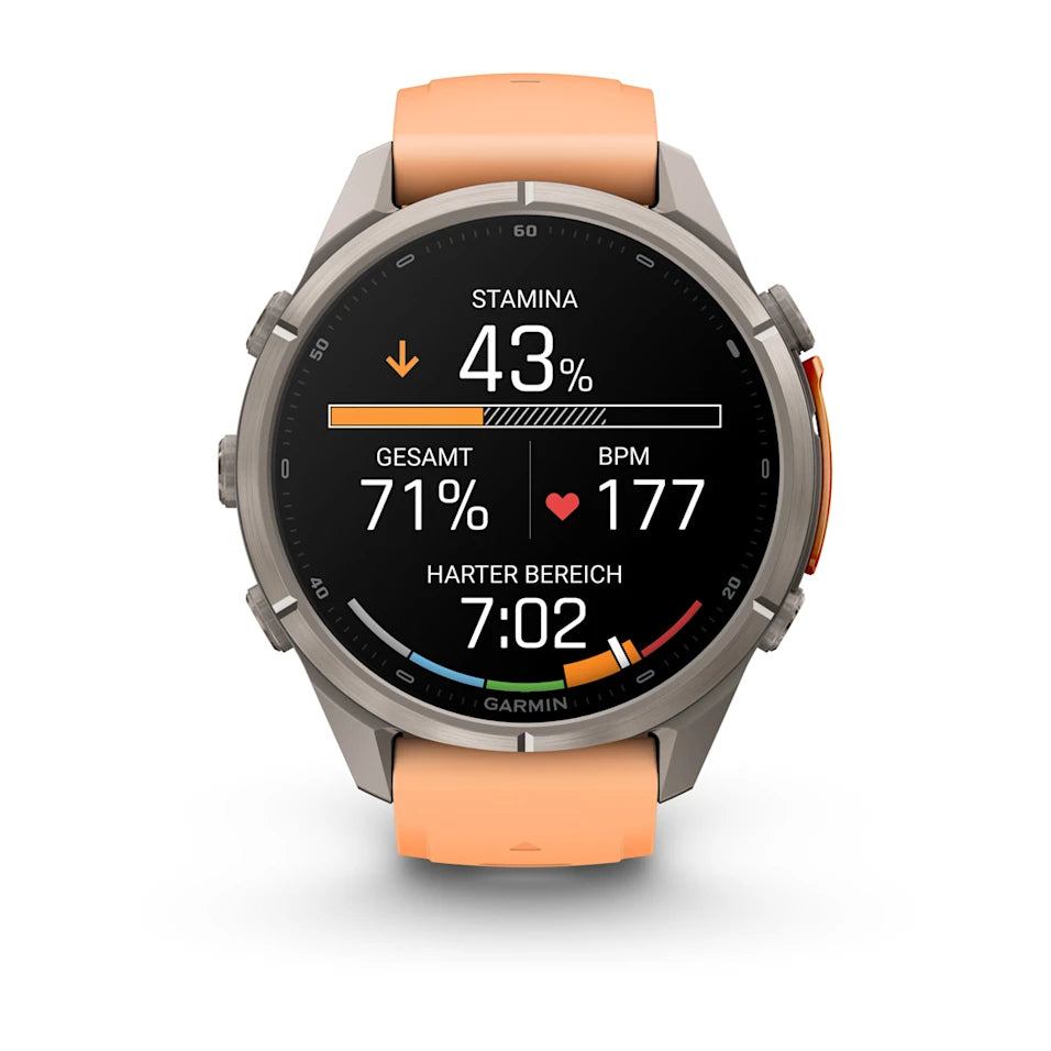 Garmin Fēnix® 9 Pro – inReach®, 43mm Titan mit Silikon-Armband Shell Pink/Autumn Orange