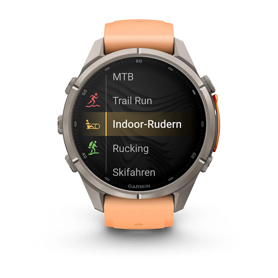 Garmin Fēnix® 9 Pro – inReach®, 43mm Titan mit Silikon-Armband Shell Pink/Autumn Orange