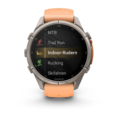 Garmin Fēnix® 9 Pro – inReach®, 43mm Titan mit Silikon-Armband Shell Pink/Autumn Orange
