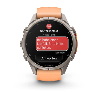 Garmin Fēnix® 9 Pro – inReach®, 43mm Titan mit Silikon-Armband Shell Pink/Autumn Orange