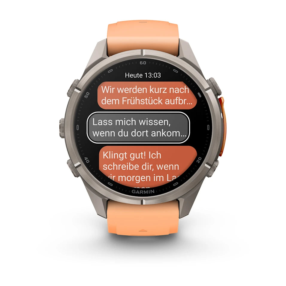 Garmin Fēnix® 9 Pro – inReach®, 43mm Titan mit Silikon-Armband Shell Pink/Autumn Orange
