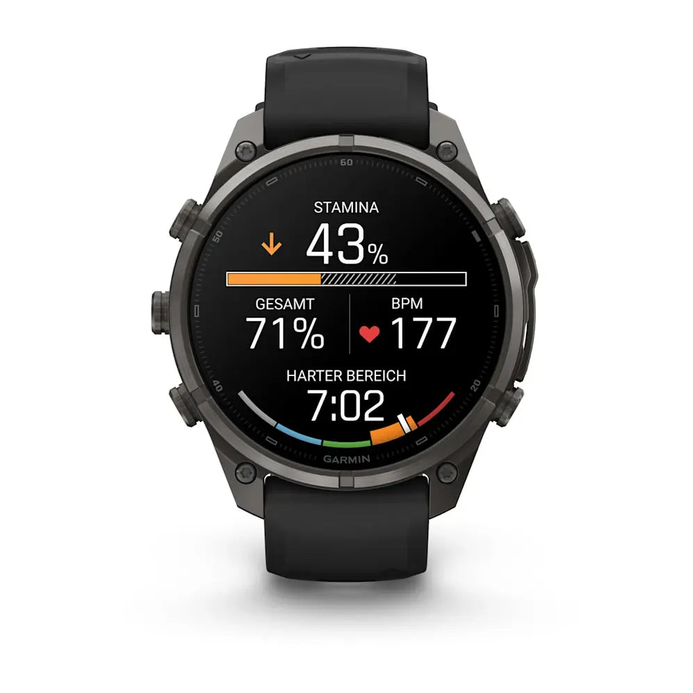 Garmin Fēnix® 9 Pro – inReach®, 47mm Carbongrau DLC Titan mit Silikon-Armband Schwarz/Kieselgrau