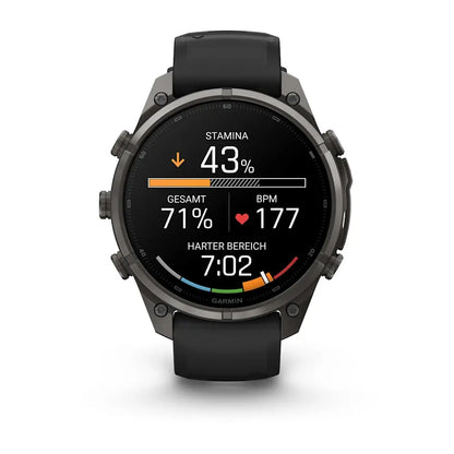 Garmin Fēnix® 9 Pro – inReach®, 47mm Carbongrau DLC Titan mit Silikon-Armband Schwarz/Kieselgrau