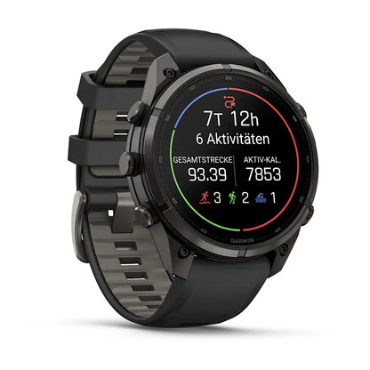 Garmin Fēnix® 9 Pro – inReach®, 47mm Carbongrau DLC Titan mit Silikon-Armband Schwarz/Kieselgrau