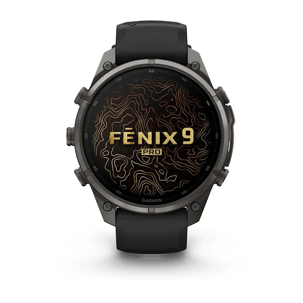 Garmin Fēnix® 9 Pro – inReach®, 47mm Carbongrau DLC Titan mit Silikon-Armband Schwarz/Kieselgrau – Bild 