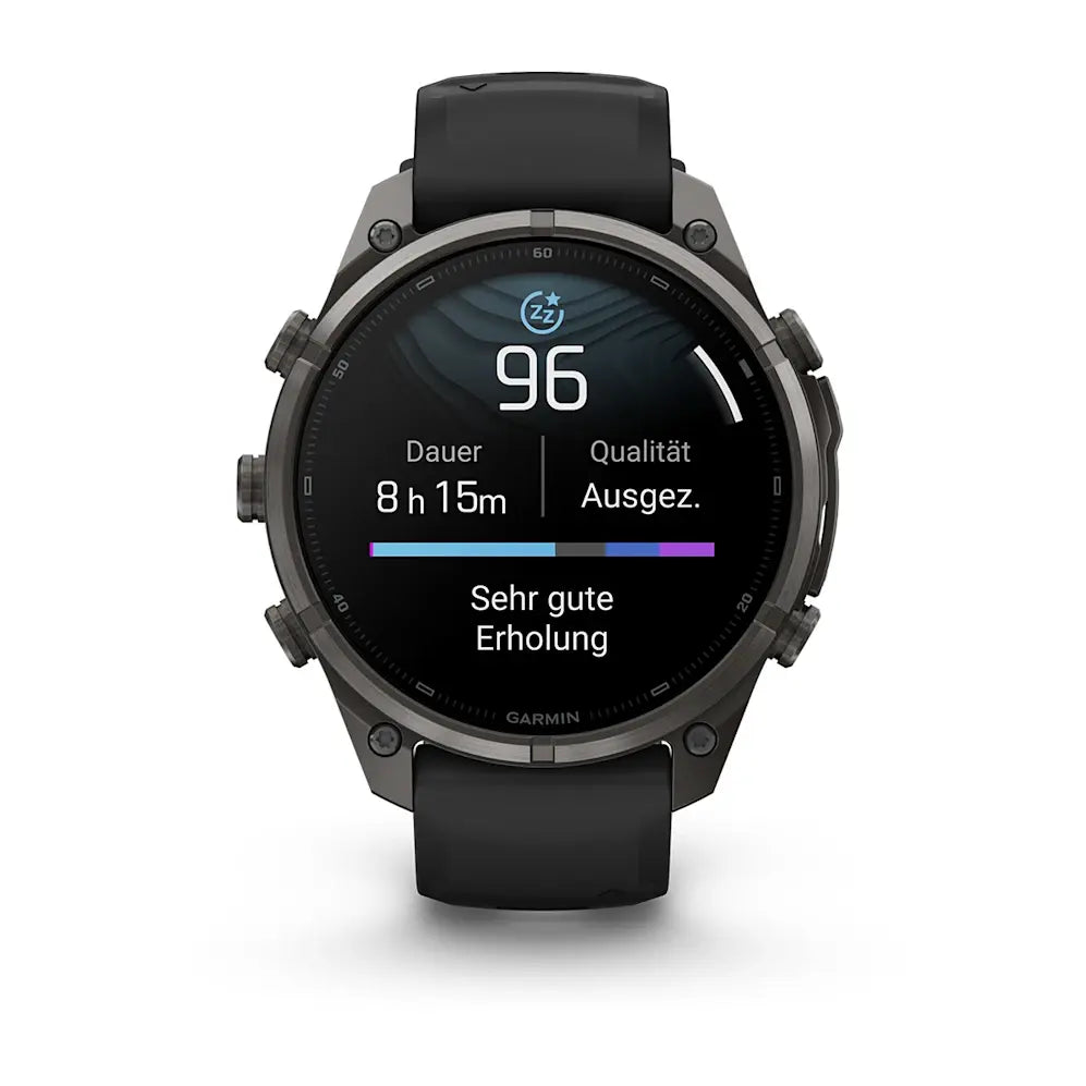 Garmin Fēnix® 9 Pro – inReach®, 47mm Carbongrau DLC Titan mit Silikon-Armband Schwarz/Kieselgrau – Bild 