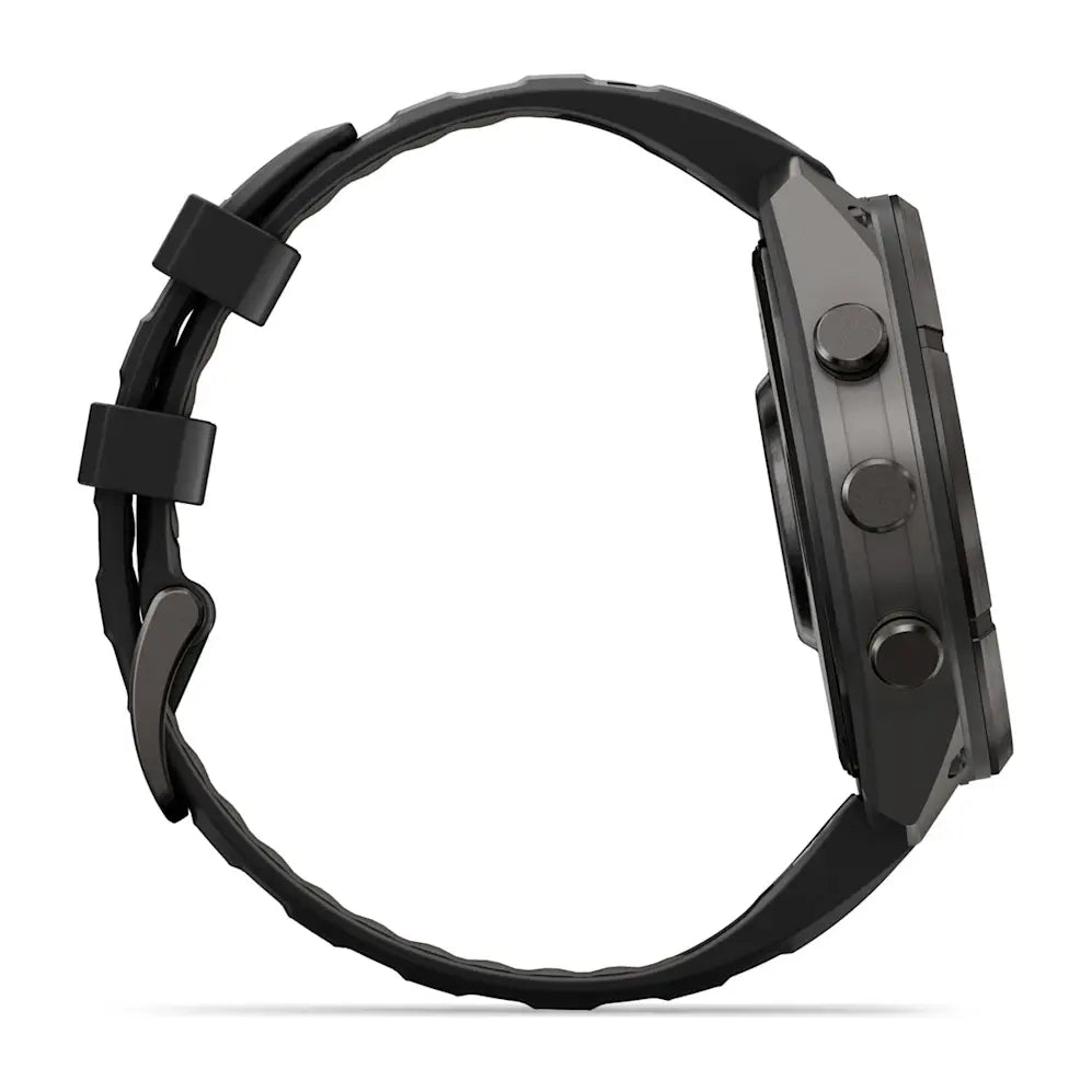 Garmin Fēnix® 9 Pro – inReach®, 47mm Carbongrau DLC Titan mit Silikon-Armband Schwarz/Kieselgrau – Bild 