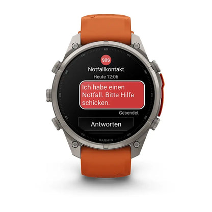 Garmin Fēnix® 9 Pro – inReach®, 47mm Titan mit Silikon-Armband Autumn Orange/Spark Orange