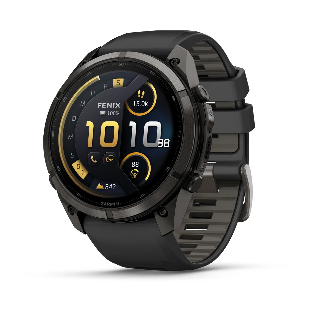 Garmin Fēnix® 9 Pro – inReach®, 51mm Carbongrau DLC Titan mit Silikon-Armband Schwarz/Kieselgrau – Bild 
