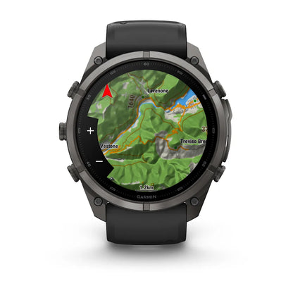 Garmin Fēnix® 9 Pro – inReach®, 51mm Carbongrau DLC Titan mit Silikon-Armband Schwarz/Kieselgrau