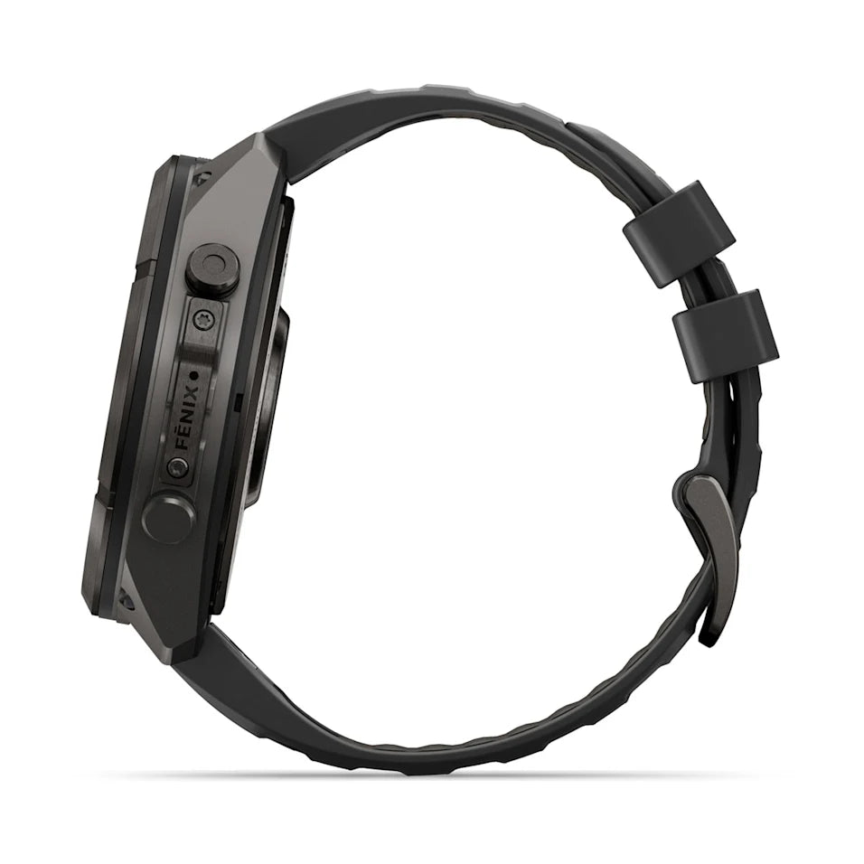 Garmin Fēnix® 9 Pro – inReach®, 51mm Carbongrau DLC Titan mit Silikon-Armband Schwarz/Kieselgrau