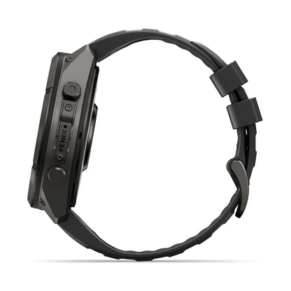 Garmin Fēnix® 9 Pro – inReach®, 51mm Carbongrau DLC Titan mit Silikon-Armband Schwarz/Kieselgrau