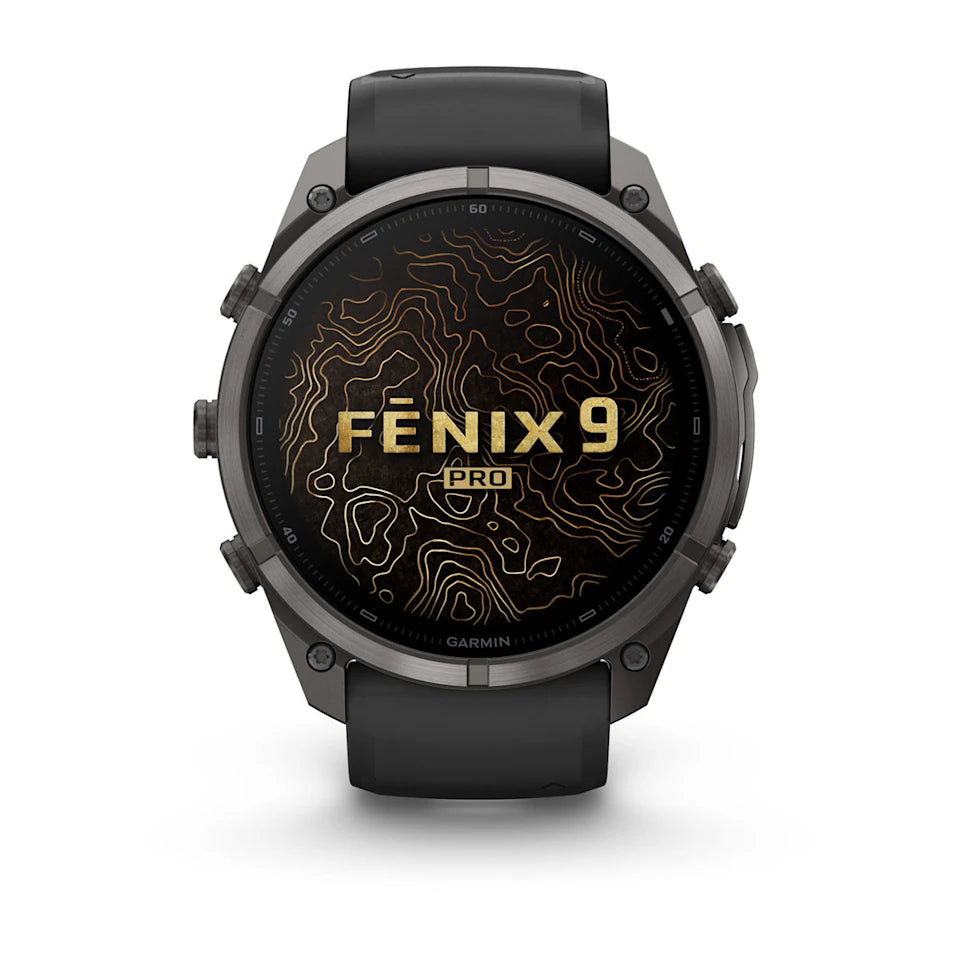 Garmin Fēnix® 9 Pro – inReach®, 51mm Carbongrau DLC Titan mit Silikon-Armband Schwarz/Kieselgrau