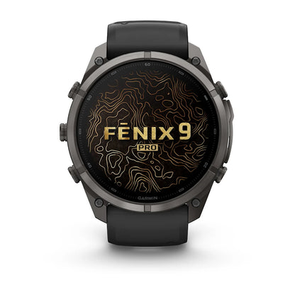 Garmin Fēnix® 9 Pro – inReach®, 51mm Carbongrau DLC Titan mit Silikon-Armband Schwarz/Kieselgrau